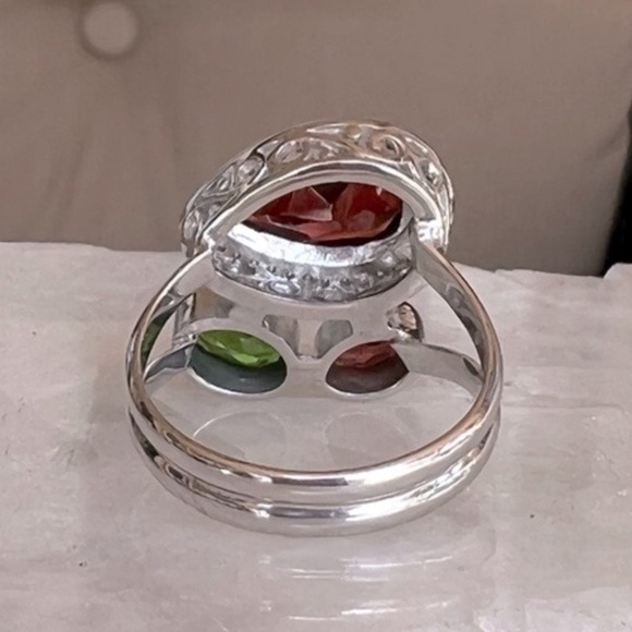 Multigemstone Niassa Ruby Sterling Silver Split Band Ring - Picture 14 of 16